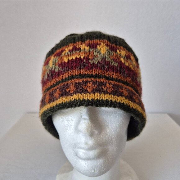 Lost Horizons 100% Wool Fleece Line Knit Fair Isle Winter Beanie Womens One Size - Picture 3 of 12